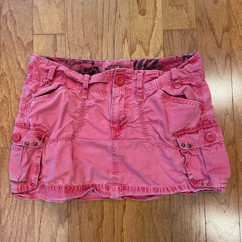 Vintage (circa 1990s) Old Navy muted red cargo-style grunge mini skirt
